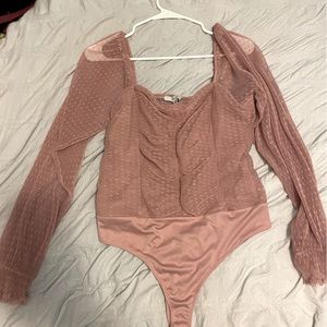 Large long sleeve sheer bodysuit